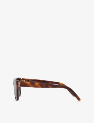 Saint Laurent Womens Sl M131 Rectangle-frame Acetate Sunglasses Brown In Brown
