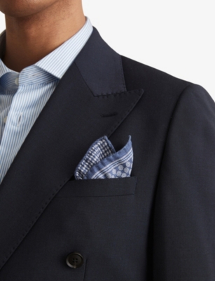 REISS: Giulio Small Medallion-Print Silk Pocket Square