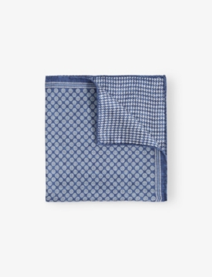 REISS: Giulio Small Medallion-Print Silk Pocket Square