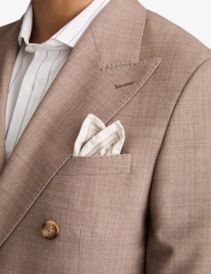 REISS: Giulio Small Medallion-Print Silk Pocket Square