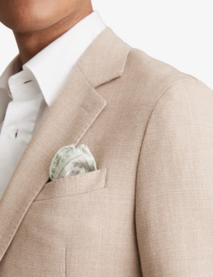 REISS: Giulio Small Medallion-Print Silk Pocket Square