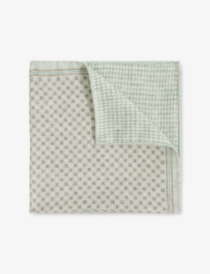 REISS: Giulio Small Medallion-Print Silk Pocket Square