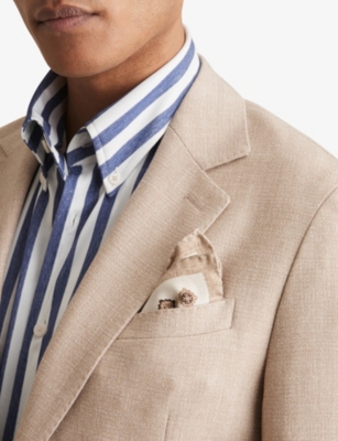 REISS: Giotte Medallion-Print Silk Pocket Square