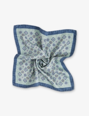 REISS: Giotte Medallion-Print Silk Pocket Square