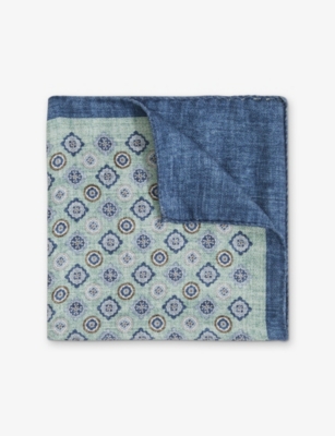 REISS: Giotte Medallion-Print Silk Pocket Square