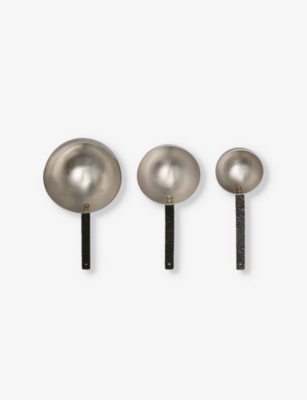 Ferm Living Stainless Steel Obra Textured-handle Stainless-steel Measuring Spoons Set Of Three In Stainless Steel
