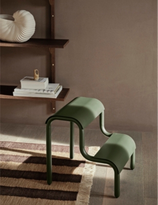 Ferm Living Green Large Ceramic Basket Vase In Forest Green