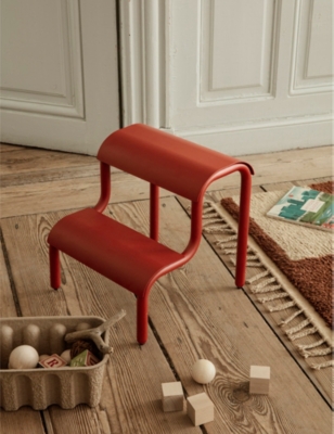 FERM LIVING POPPY RED UP STEP POWDER-COATED IRON STOOL 