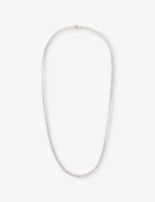 Commonlines Mens Classico Tennis Sterling-silver And Cubic-zirconia Necklace In Silver