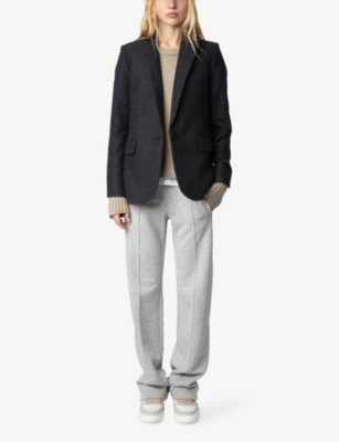 Zadig & Voltaire Womens Valse Stripe Star-patch Wool-blend Blazer Anthracite In Anthracite