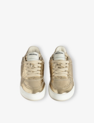 Zadig & Voltaire Womens Wings Metallic-leather Low-top Trainers Gold In Gold