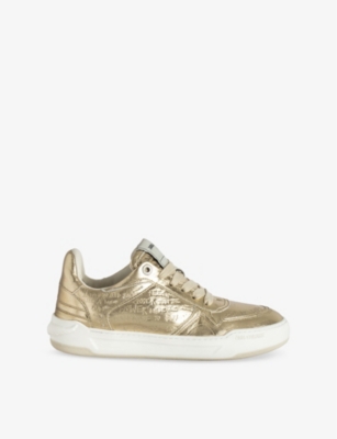 Zadig & Voltaire Womens Wings Metallic-leather Low-top Trainers Gold In Gold