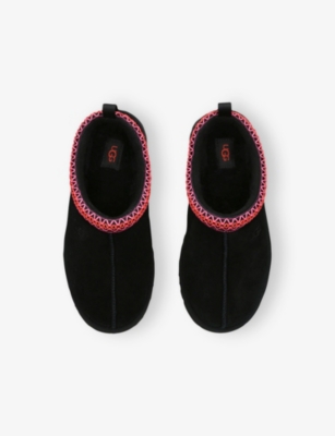 Ugg Black Kids' Tazz Suede And Shearling Ankle Boots Eur 35 / 2.5 Uk In Black