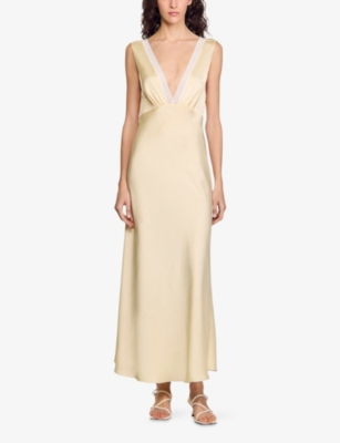 Sandro Satin Effect Maxi Dress