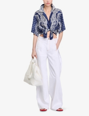 SANDRO: Bandana-Print Relaxed-Fit Satin Shirt