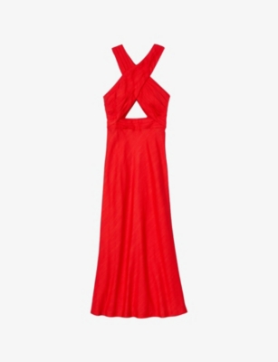 Sandro Womens Rouges Wraparound Sleeveless Woven Maxi Dress