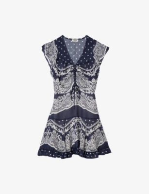 SANDRO: Bandana-Print Woven Mini Dress