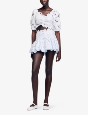 SANDRO: Guipure Lace Cropped Top