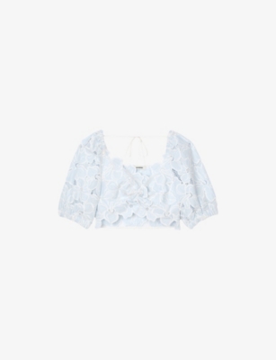 SANDRO: Guipure Lace Cropped Top