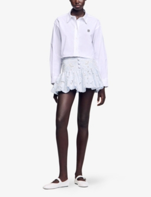 SANDRO: Scalloped Floral Guipure-Lace Mini Skirt