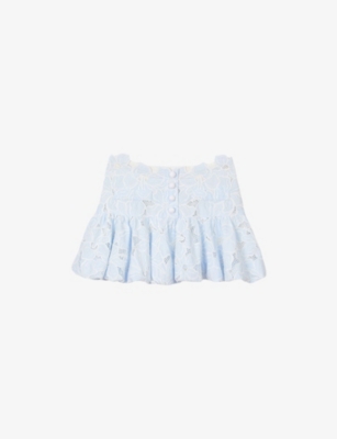 SANDRO: Scalloped Floral Guipure-Lace Mini Skirt