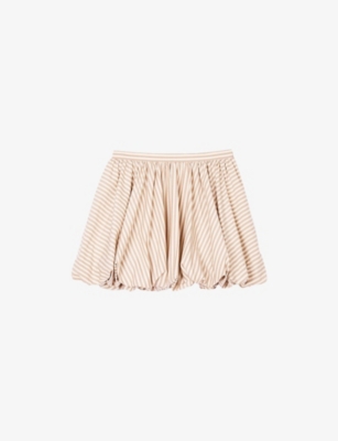 SANDRO: Striped Puffed Cotton Mini Skirt