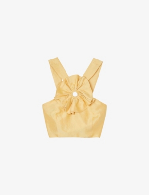 SANDRO: Ruffle-Detail Sleeveless Linen-Blend Crop Top