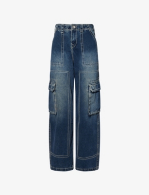 TRUE RELIGION: Big T Cargo Wide-Leg Denim-Blend Jeans