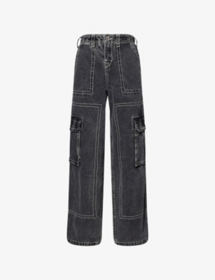 TRUE RELIGION: Big T Cargo Wide-Leg Denim-Blend Jeans
