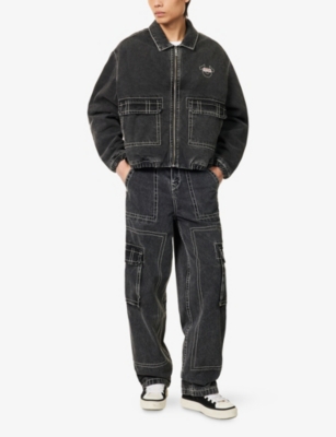 TRUE RELIGION: Big T Two-Buttoned-Pockets Denim-Blend jacket