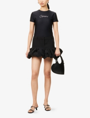 COPERNI: Gathered Puff-Hem Woven Mini Skirt