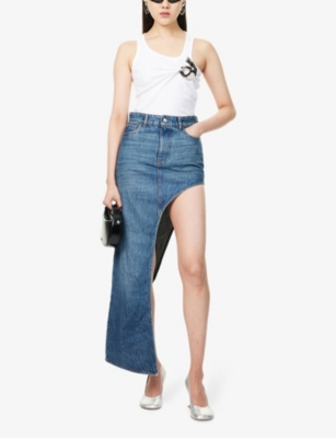 COPERNI: Regular-fit asymmetric denim mini skirt