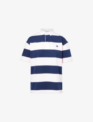 COPERNI: Embroidered-branding striped cotton-jersey polo top