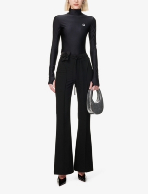 COPERNI: High-Neck Brand-Print Stretch-Woven Top