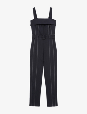 Reiss Womens  Fianna Square-neck Contrast-stitch Stretch-woven Jumpsuit