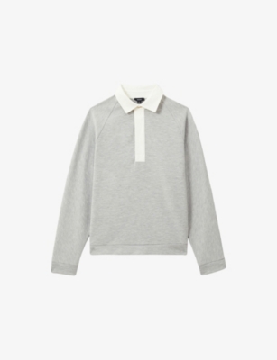 REISS: Thurloe Contrast-Collar Jersey Rugby Shirt