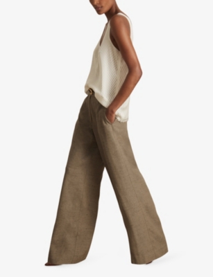 Reiss Womens Cream Isabelle Laser-cut Scoop-neck Stretch-woven Vest