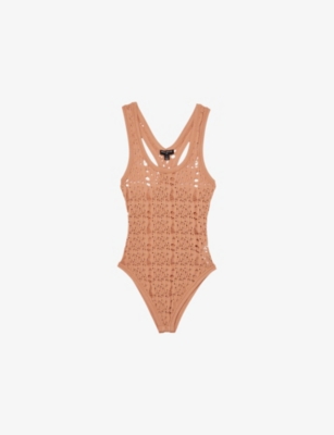 REISS: Reiss x Atelier Adaline Scoop-Neck Ladder-Knit Bodysuit