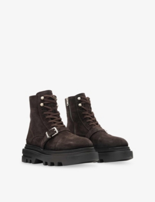 ALLSAINTS: Astrid Buckle Suede Biker Boots