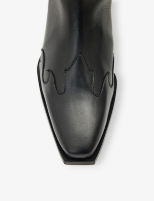 Allsaints Landon Over The Knee Western Boot In Black