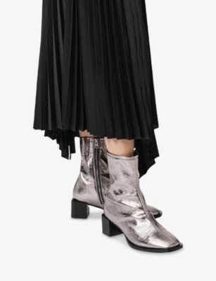 ALLSAINTS: Avril Metallic-Leather Heeled Ankle Boots