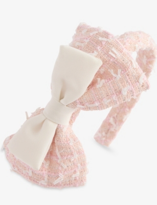 SELF-PORTRAIT: Bow-Embellished Bouclé Headband