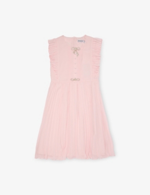 SELF-PORTRAIT: Pleated Bow-Embellished Chiffon Dress 3-12 years