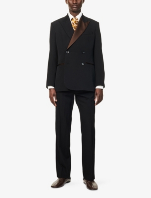 WALES BONNER: Rise Contrast-Panel Tuxedo Wool Blazer