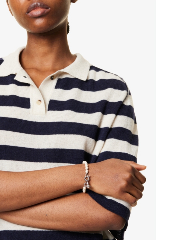 Aleksa Platinum-Plated Brass and Faux-Pearl Bracelet