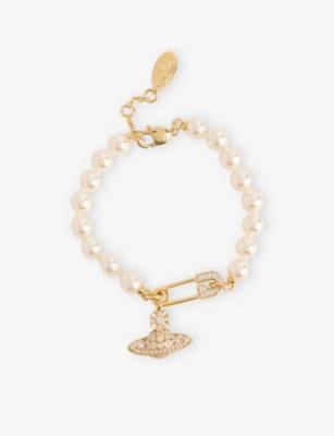 VIVIENNE WESTWOOD JEWELLERY: Lucrece Gold-Plated Brass and Glass-Pearl Bracelet