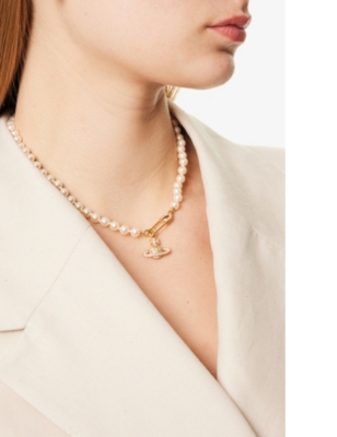 VIVIENNE WESTWOOD JEWELLERY: Lucrece Brass and Pearl Necklace