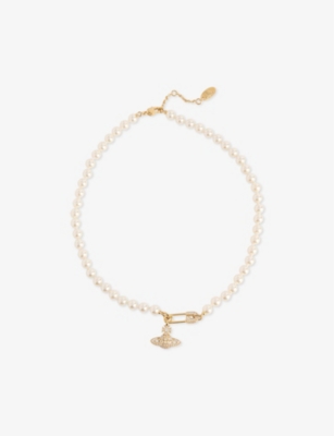 VIVIENNE WESTWOOD JEWELLERY: Lucrece Brass and Pearl Necklace
