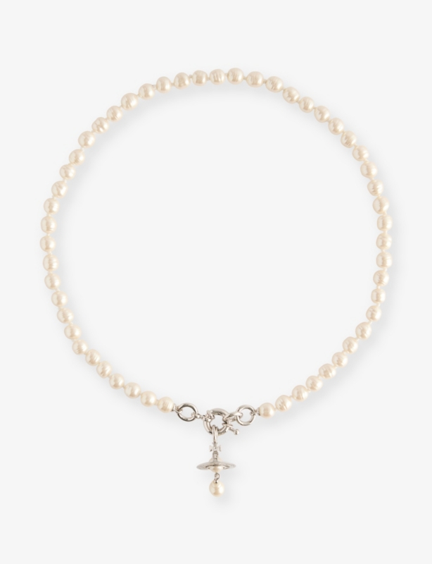 Aleksa Platinum-Plated Brass And Faux-Pearl Necklace