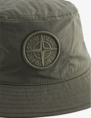 STONE ISLAND: Compass Brand-Embroidery Woven Bucket Hat